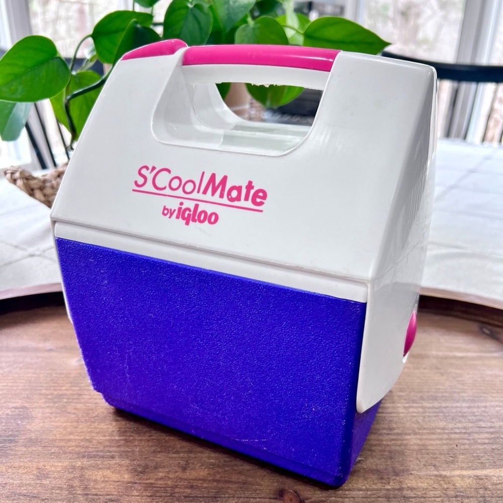 "Vintage 90s Igloo S'CoolMate Mini Cooler Lunchbox - Purple & Pink